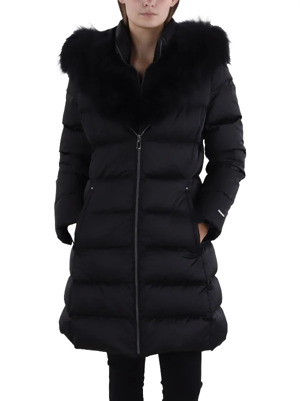 Casual Chic Looks Womens Insulated Faux Fur Trim Puffer Jacket