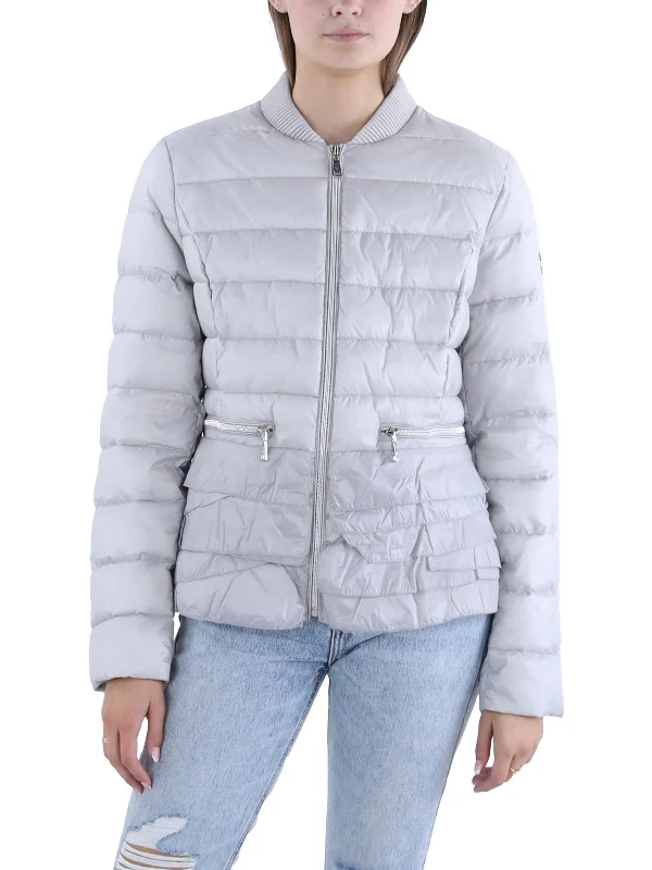 Relaxed Fits Womens Insulated Ruffled Trim Puffer Jacket