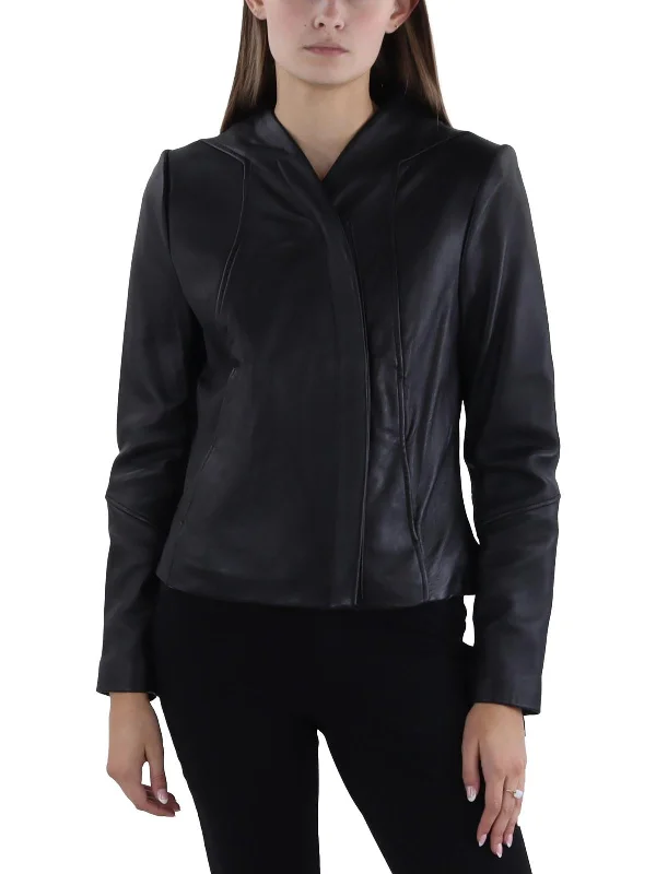 Cozy Lounge Wear Womens Leather Long Sleeve Leather Jacket