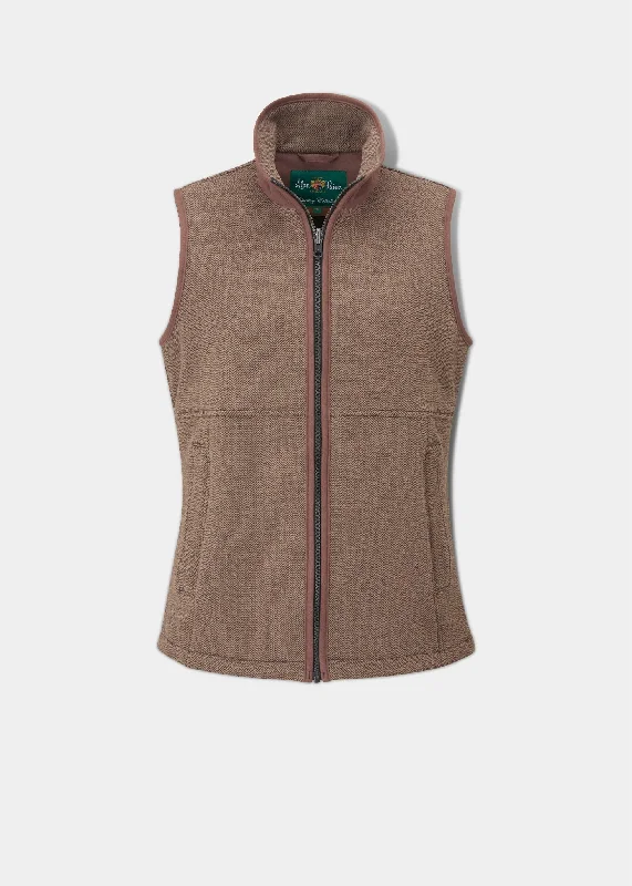 Light Dressing Aylsham Ladies Fleece Gilet In Brown Herringbone - Regular Fit