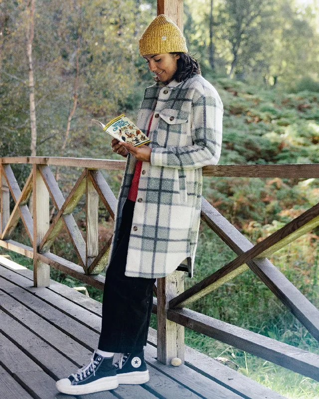 Casual Chic Outfits Cloudy Recycled Sherpa Fleece Shirt - Pistachio Check