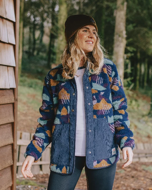 Relaxed Tops Clover Recycled Cotton-Lined Sherpa Fleece - Deep Blue Camo Pattern