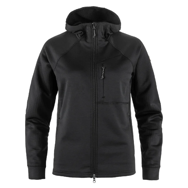 Easy Wear Chic Fjallraven Womens Abisko Grid Fleece Hoodie Black