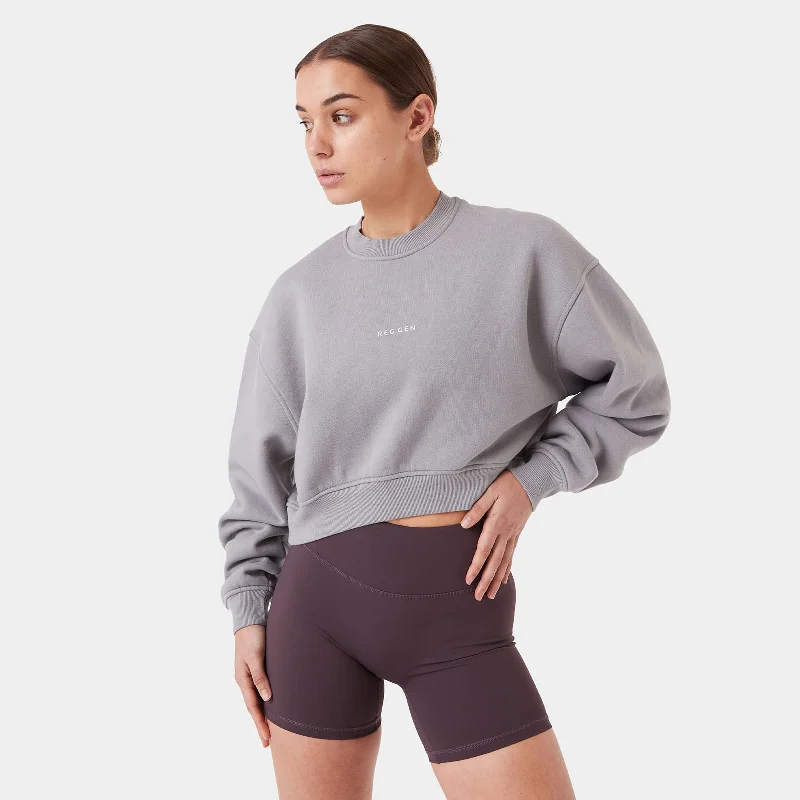 Comfortable Sweaters REC GEN - Float Fleece Crop Chalk Grey