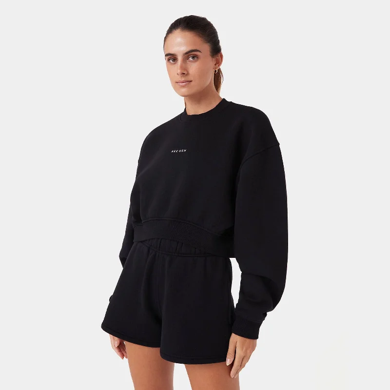 Comfortable Fashion Looks REC GEN - Float Fleece Crop Crew Black