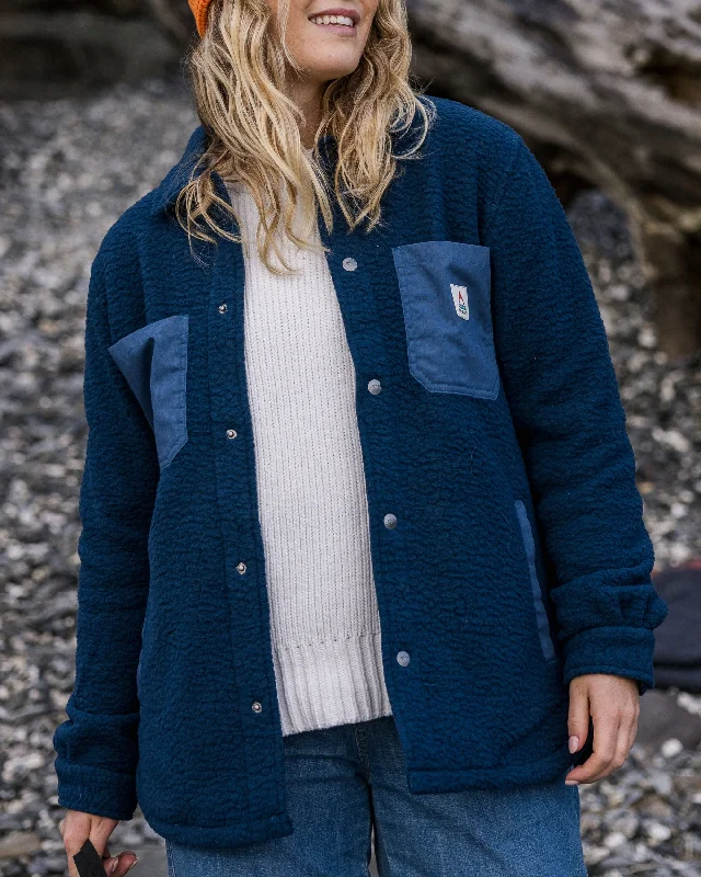 Sporty Comfort Rappel Recycled Sherpa Oversized Shirt - Dark Denim