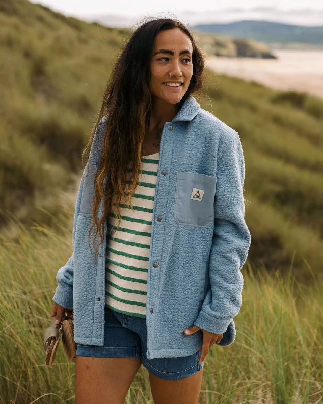 Comfy Dress Rappel Recycled Sherpa Oversized Shirt - Faded Denim