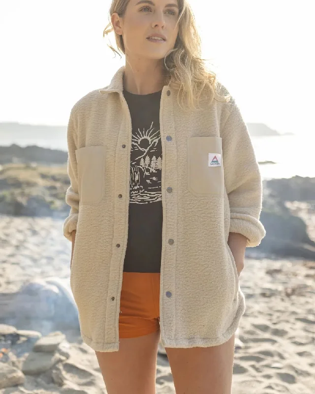 Versatile Style Rappel Recycled Sherpa Oversized Shirt - Oatmeal