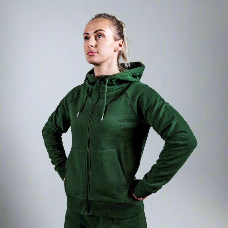 Sporty Wear THE BRAVE - WOMENS SIGNATURE ZIP THROUGH HOODIE - DARK OLIVE