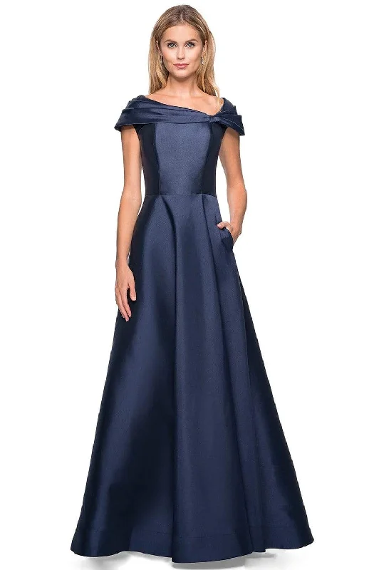 Relaxed Weekend Wear La Femme - 26877 Asymmetric Mikado A-line Gown