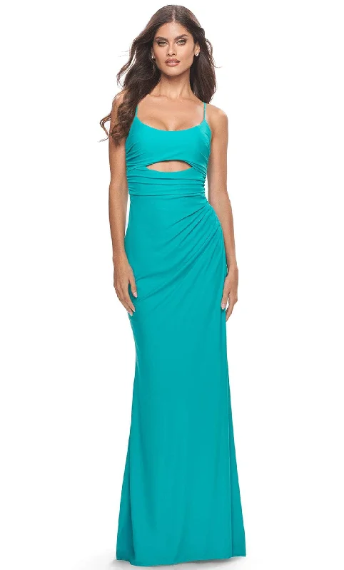 Soft Tops La Femme 31264 - Open Lace Jersey Long Dress