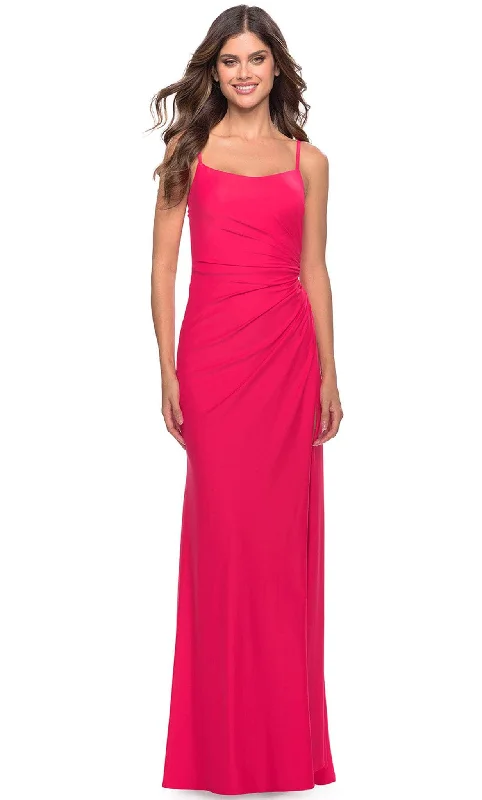 Relaxed Clothing La Femme 31329 - Ruched Matte Evening Dress